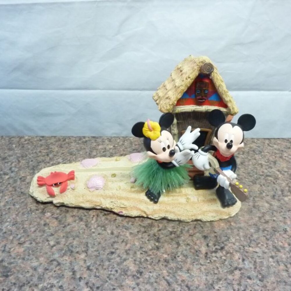 Rare Retired Disney Parks Mickey & Minnie Tiki Hula Picture Frame Figurine.